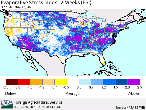 United States Evaporative Stress Index 12-Weeks (ESI) Thematic Map For 5/11/2020 - 5/17/2020