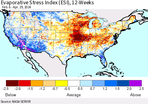 United States Evaporative Stress Index (ESI), 12-Weeks Thematic Map For 4/29/2024 - 5/5/2024