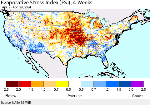 United States Evaporative Stress Index (ESI), 4-Weeks Thematic Map For 4/29/2024 - 5/5/2024