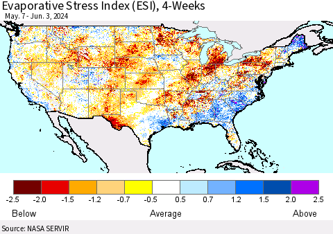 United States Evaporative Stress Index (ESI), 4-Weeks Thematic Map For 6/3/2024 - 6/9/2024
