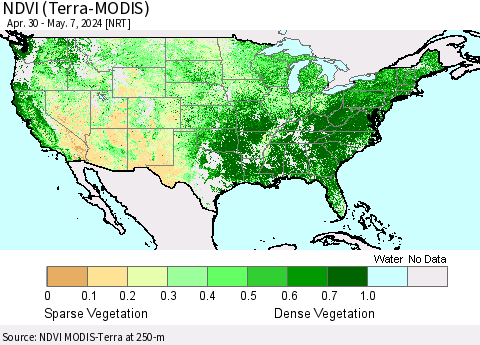 United States NDVI (Terra-MODIS) Thematic Map For 4/30/2024 - 5/7/2024
