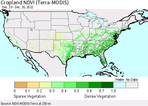 United States Cropland NDVI (Terra-MODIS) Thematic Map For 12/19/2022 - 12/26/2022