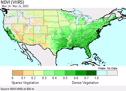 United States NDVI (VIIRS) Thematic Map For 3/14/2025 - 3/21/2025