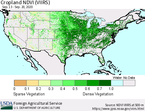 United States Cropland NDVI (VIIRS) Thematic Map For 9/11/2020 - 9/20/2020
