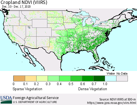 United States Cropland NDVI (VIIRS) Thematic Map For 12/11/2020 - 12/20/2020