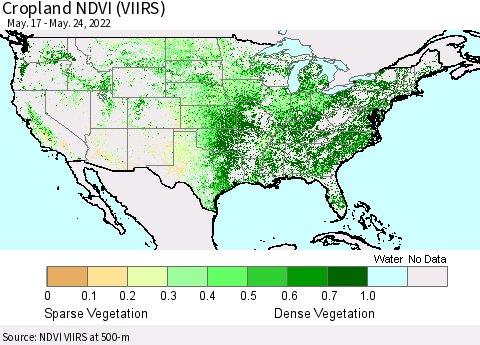 United States Cropland NDVI (VIIRS) Thematic Map For 5/17/2022 - 5/24/2022
