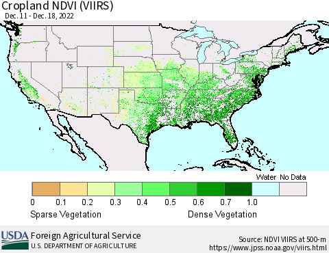 United States Cropland NDVI (VIIRS) Thematic Map For 12/11/2022 - 12/20/2022