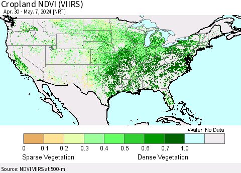 United States Cropland NDVI (VIIRS) Thematic Map For 4/30/2024 - 5/7/2024