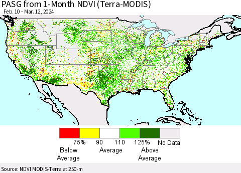 United States PASG from 1-Month NDVI (Terra-MODIS) Thematic Map For 3/5/2024 - 3/12/2024