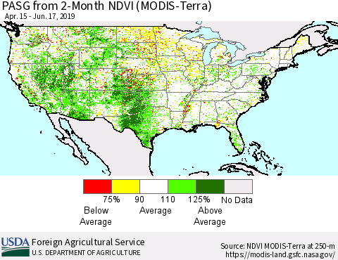 United States PASG from 2-Month NDVI (Terra-MODIS) Thematic Map For 6/11/2019 - 6/20/2019