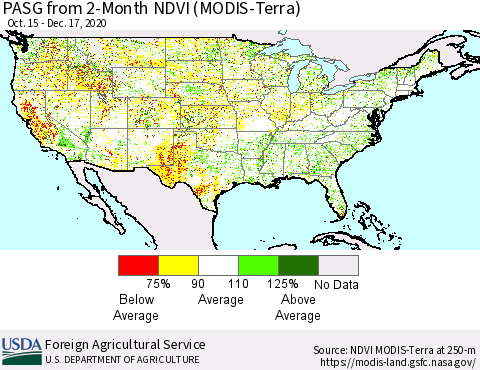 United States PASG from 2-Month NDVI (MODIS-Terra) Thematic Map For 12/11/2020 - 12/20/2020