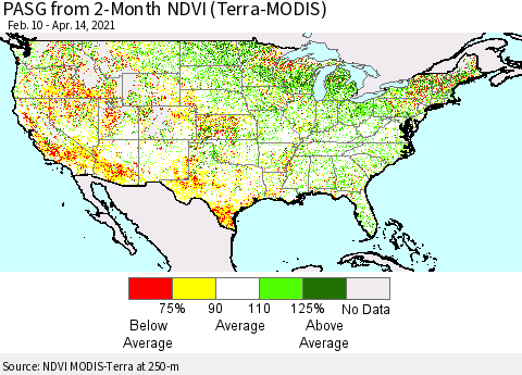 United States PASG from 2-Month NDVI (Terra-MODIS) Thematic Map For 4/7/2021 - 4/14/2021