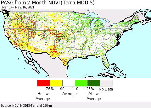 United States PASG from 2-Month NDVI (Terra-MODIS) Thematic Map For 5/9/2021 - 5/16/2021