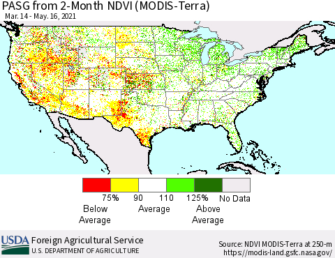 United States PASG from 2-Month NDVI (Terra-MODIS) Thematic Map For 5/11/2021 - 5/20/2021