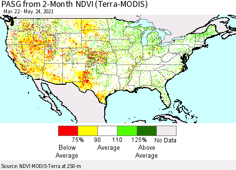 United States PASG from 2-Month NDVI (Terra-MODIS) Thematic Map For 5/17/2021 - 5/24/2021
