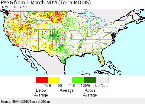 United States PASG from 2-Month NDVI (Terra-MODIS) Thematic Map For 6/26/2021 - 7/3/2021