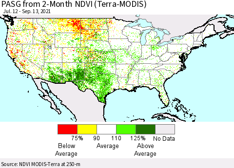 United States PASG from 2-Month NDVI (Terra-MODIS) Thematic Map For 9/6/2021 - 9/13/2021