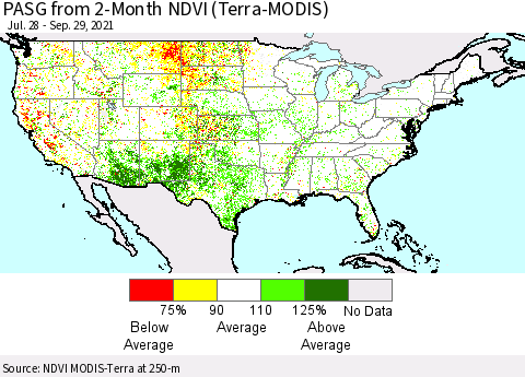 United States PASG from 2-Month NDVI (Terra-MODIS) Thematic Map For 9/22/2021 - 9/29/2021
