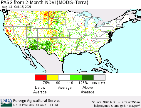 United States PASG from 2-Month NDVI (Terra-MODIS) Thematic Map For 10/11/2021 - 10/20/2021