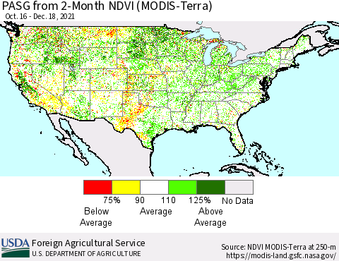 United States PASG from 2-Month NDVI (Terra-MODIS) Thematic Map For 12/11/2021 - 12/20/2021