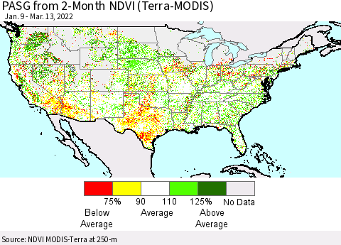 United States PASG from 2-Month NDVI (Terra-MODIS) Thematic Map For 3/6/2022 - 3/13/2022