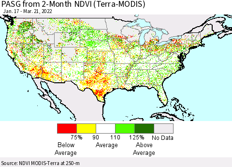 United States PASG from 2-Month NDVI (Terra-MODIS) Thematic Map For 3/14/2022 - 3/21/2022