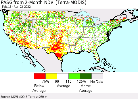 United States PASG from 2-Month NDVI (Terra-MODIS) Thematic Map For 4/15/2022 - 4/22/2022
