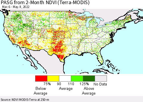 United States PASG from 2-Month NDVI (Terra-MODIS) Thematic Map For 5/1/2022 - 5/8/2022