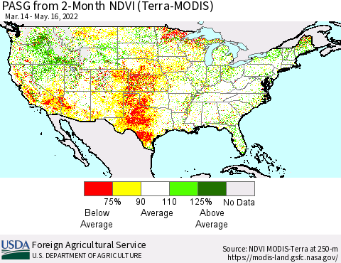 United States PASG from 2-Month NDVI (Terra-MODIS) Thematic Map For 5/11/2022 - 5/20/2022