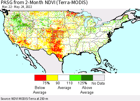 United States PASG from 2-Month NDVI (Terra-MODIS) Thematic Map For 5/17/2022 - 5/24/2022