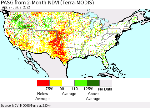 United States PASG from 2-Month NDVI (Terra-MODIS) Thematic Map For 6/2/2022 - 6/9/2022