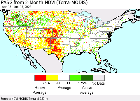 United States PASG from 2-Month NDVI (Terra-MODIS) Thematic Map For 6/10/2022 - 6/17/2022