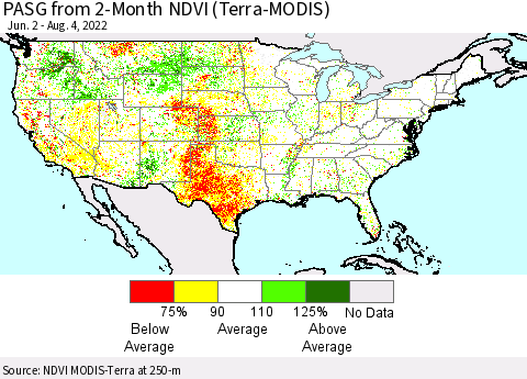 United States PASG from 2-Month NDVI (Terra-MODIS) Thematic Map For 7/28/2022 - 8/4/2022