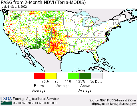 United States PASG from 2-Month NDVI (Terra-MODIS) Thematic Map For 9/1/2022 - 9/10/2022
