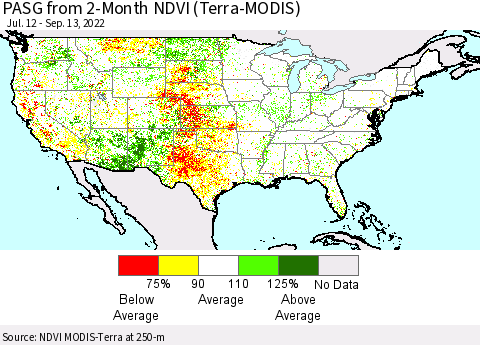 United States PASG from 2-Month NDVI (Terra-MODIS) Thematic Map For 9/6/2022 - 9/13/2022