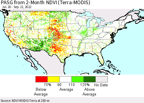 United States PASG from 2-Month NDVI (Terra-MODIS) Thematic Map For 9/14/2022 - 9/21/2022