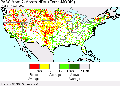 United States PASG from 2-Month NDVI (Terra-MODIS) Thematic Map For 5/1/2023 - 5/8/2023