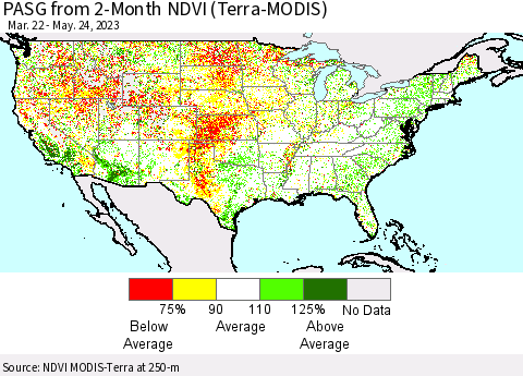 United States PASG from 2-Month NDVI (Terra-MODIS) Thematic Map For 5/17/2023 - 5/24/2023
