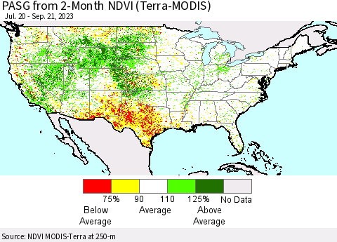 United States PASG from 2-Month NDVI (Terra-MODIS) Thematic Map For 9/14/2023 - 9/21/2023
