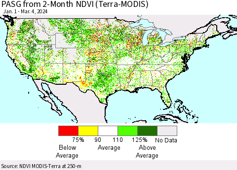 United States PASG from 2-Month NDVI (Terra-MODIS) Thematic Map For 2/26/2024 - 3/4/2024
