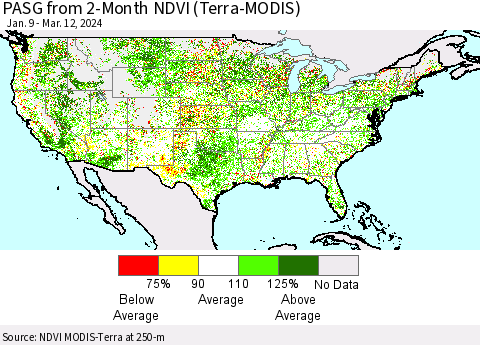 United States PASG from 2-Month NDVI (Terra-MODIS) Thematic Map For 3/5/2024 - 3/12/2024