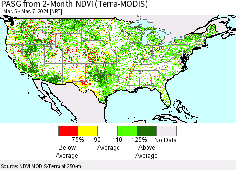United States PASG from 2-Month NDVI (Terra-MODIS) Thematic Map For 4/30/2024 - 5/7/2024