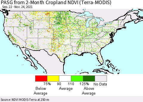 United States PASG from 2-Month Cropland NDVI (Terra-MODIS) Thematic Map For 11/17/2021 - 11/24/2021