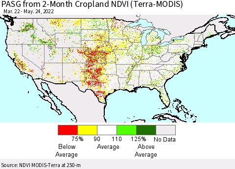 United States PASG from 2-Month Cropland NDVI (Terra-MODIS) Thematic Map For 5/17/2022 - 5/24/2022