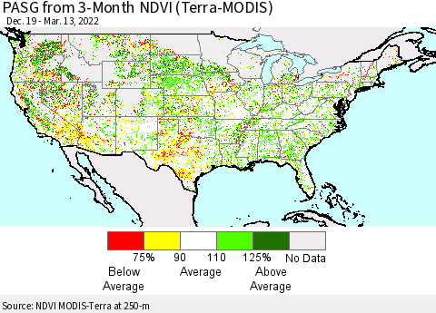 United States PASG from 3-Month NDVI (Terra-MODIS) Thematic Map For 3/6/2022 - 3/13/2022