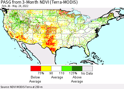 United States PASG from 3-Month NDVI (Terra-MODIS) Thematic Map For 5/17/2022 - 5/24/2022