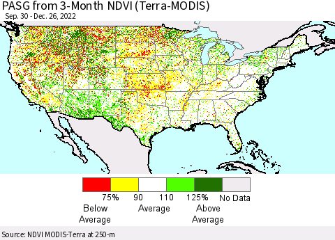 United States PASG from 3-Month NDVI (Terra-MODIS) Thematic Map For 12/19/2022 - 12/26/2022