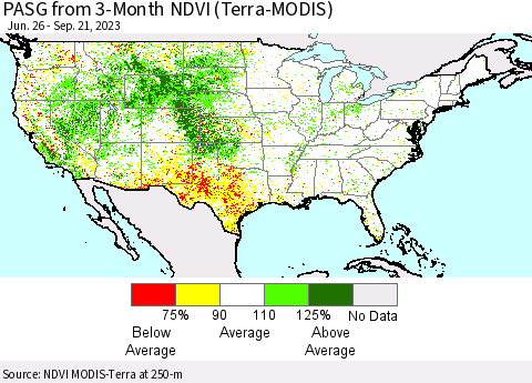 United States PASG from 3-Month NDVI (Terra-MODIS) Thematic Map For 9/14/2023 - 9/21/2023