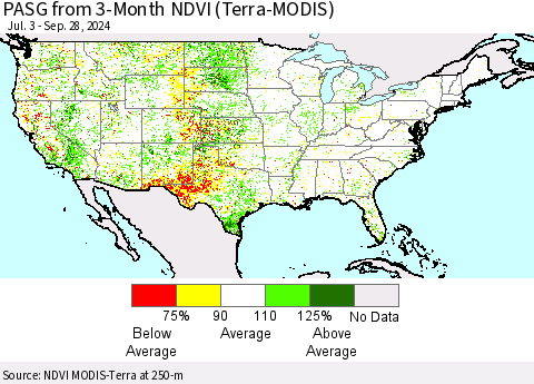 United States PASG from 3-Month NDVI (Terra-MODIS) Thematic Map For 9/21/2024 - 9/28/2024