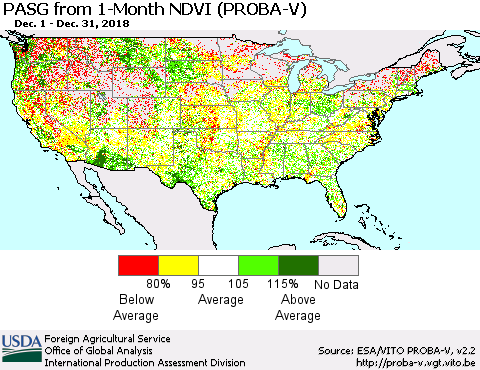 United States PASG from 1-Month NDVI (PROBA-V) Thematic Map For 12/21/2018 - 12/31/2018